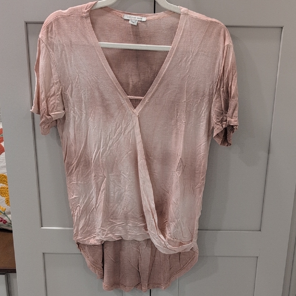 Women's Pink V-Neck Top